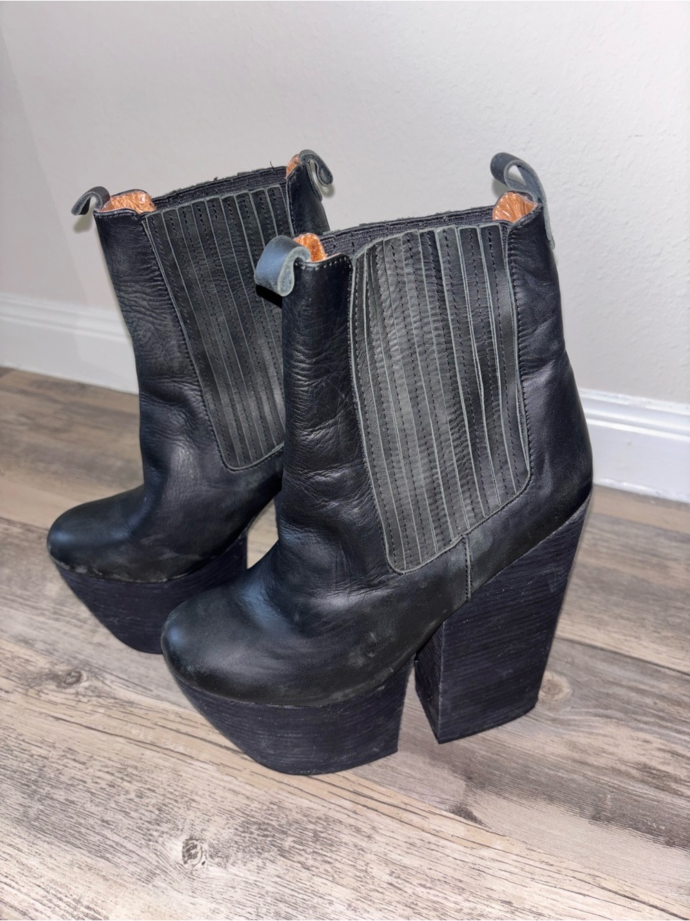 Jeffrey Campbell Black Leather Ankle Booties - size 7.5M